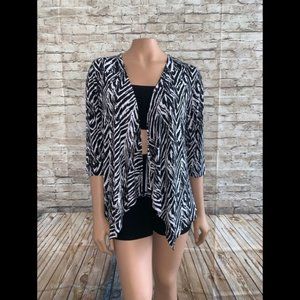 TanJay 3/4 Sleeve Open Zebra Print Cardigan SZ SP